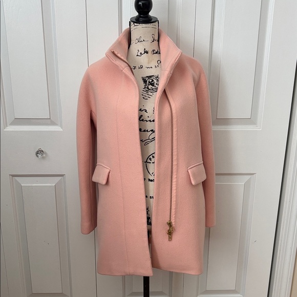J.Crew Pale pink Nello Gori wool Stadium Cloth Coat Sz 2 4 Small - Picture 9 of 13